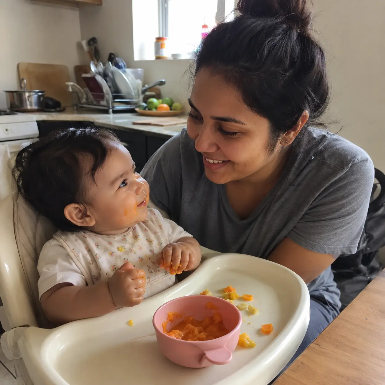 Mamá tranquila y bebé feliz